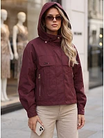 Dámská přechodová bunda s kapucí, vínová, FashionStreet TY5964 Dámská přechodová bunda s kapucí, vínová, FashionStreet TY5964