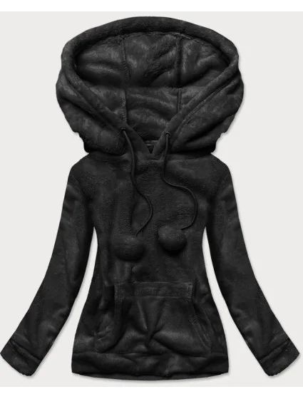 Černá dámská plyšová mikina model 16150327 - J.STYLE Černá dámská plyšová mikina model 16150327 - J.STYLE
