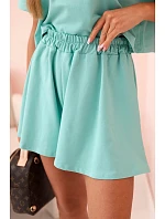 Dámský bavlněný komplet se širokými šortkami mentolový Dámský bavlněný komplet se širokými šortkami mentolový