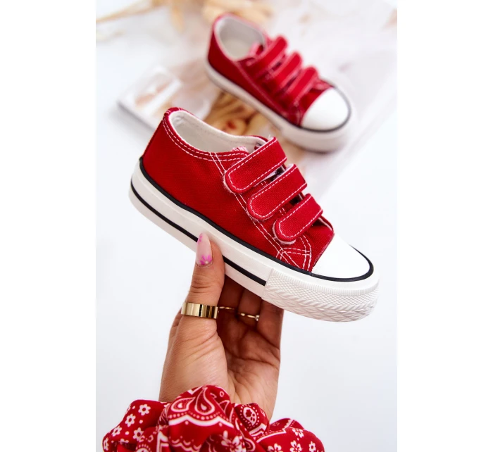 Dětské tenisky na suchý zip červený Bernie