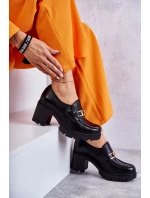 Kožené boty na se zlatým zdobením Černé model 21596585 - Boto