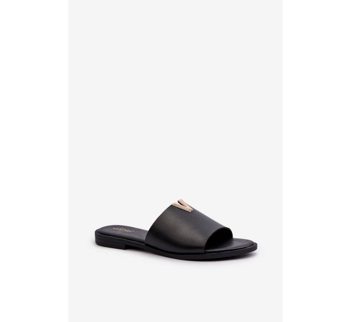 Dámské sandály z ekokože na ploché černé model 21657853 - EVENTO Dámské sandály z ekokože na ploché černé model 21657853 - EVENTO