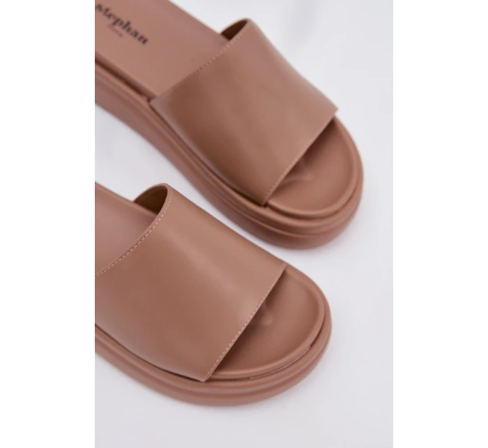 Dámské pantofle na platformě – tmavě béžové Tanelisse