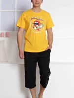 Pánské pyžamo kapri Mexiko Žlutá s potiskem - Gazzaz