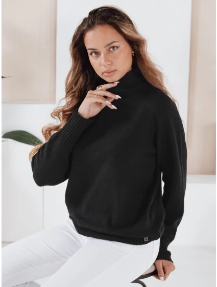 Dámský svetr s polovičním rolákem černý FashionStreet MY2533