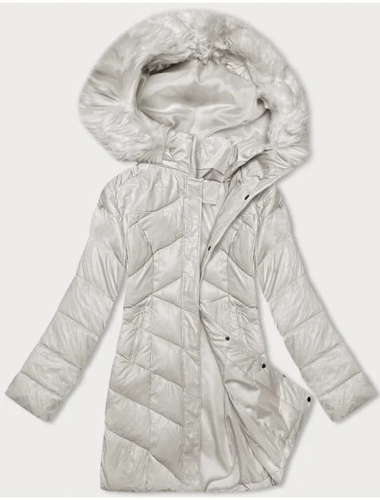 Dámská zimní bunda v ecru barvě s kapucí model 21247183 - Z-DESIGN