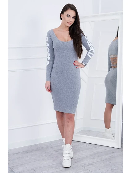 model 18742319 šedé melanžové šaty - K-Fashion