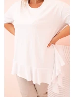Dámská blůza Plus Size s model 21259116 kapsou a ohrnutým rukávem kiwi - K-Fashion