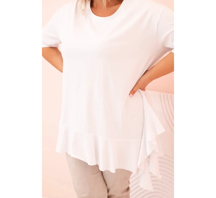 Dámská blůza Plus Size s model 21259116 kapsou a ohrnutým rukávem kiwi - K-Fashion