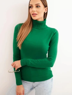 Dámský svetr z viskózy s rolákem a dlouhým rukávem zelený