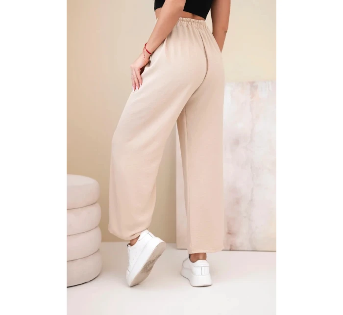 Kalhoty s širokým model 21903442 tmavě béžové - K-Fashion