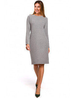 model 18002182 Svetrové šaty s dlouhými rukávy šedé - STYLOVE