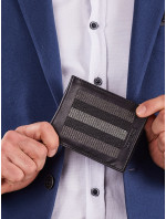 Černá kožená peněženka s šedým prošíváním