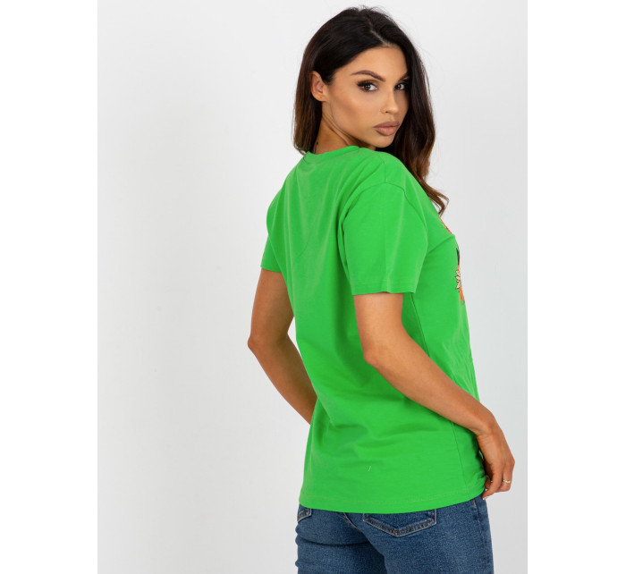 Zelené dámské tričko s nápisem a potiskem
