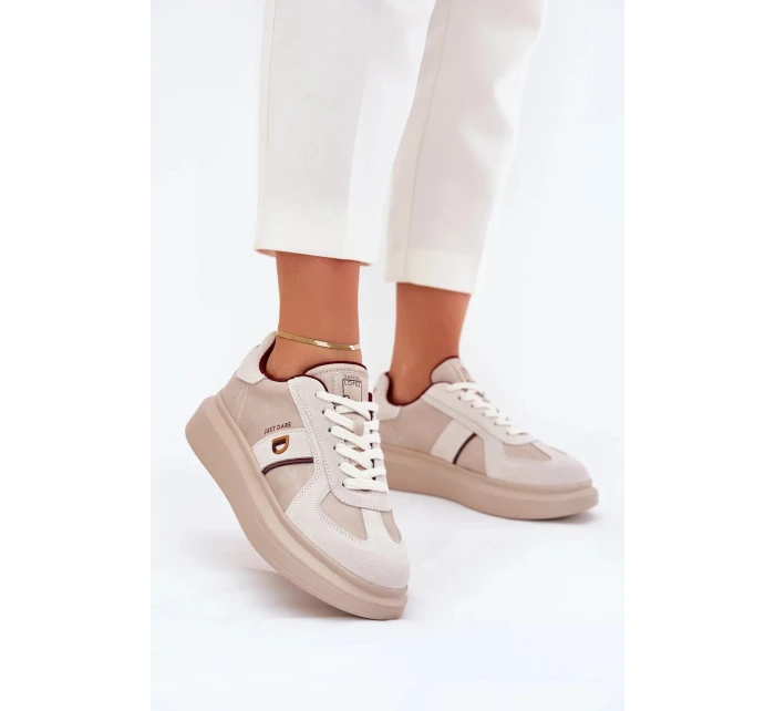 Dámské kožené tenisky na platformě Daniel Lopez Just Dare – béžové