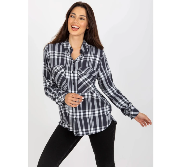 Dámská halenka D70039Z11082A tmavě šedá - FPrice Dámská halenka D70039Z11082A tmavě šedá - FPrice