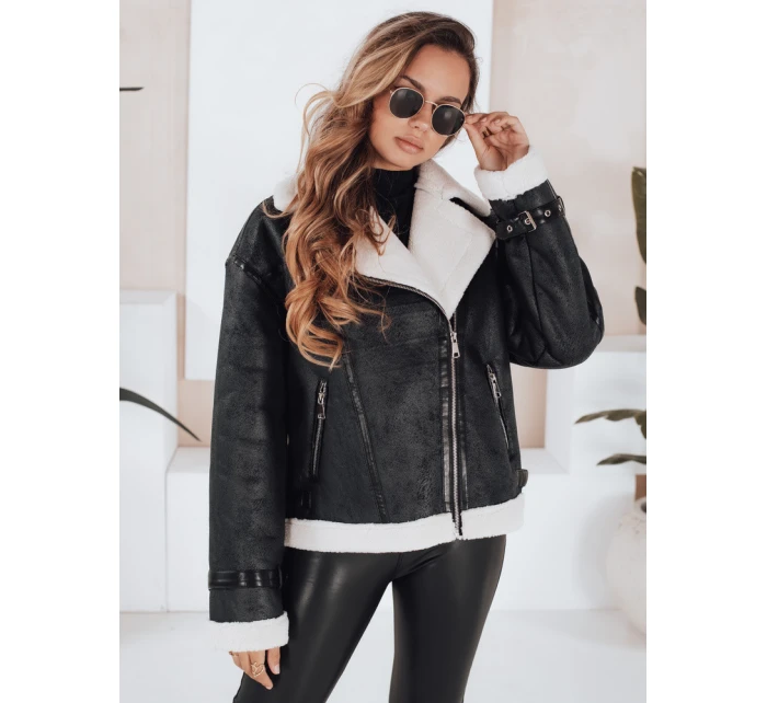 Dámská bunda z ovčí kůže černá FashionStreet TY5125