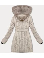 Světle béžová dámská zimní bunda s ozdobným prošíváním S'west (B8307-46)