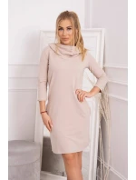 Šaty s kapucí a kapsami béžové