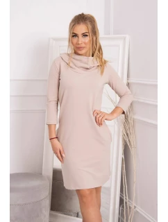 Šaty s kapucí a kapsami béžové