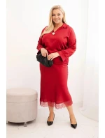 Komplet dámský Plus Size se  a krajkou bordový model 21486204 - K-Fashion