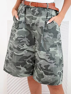 Dámské letní kraťasy s páskem a model 22205839 vzorem khaki - K-Fashion