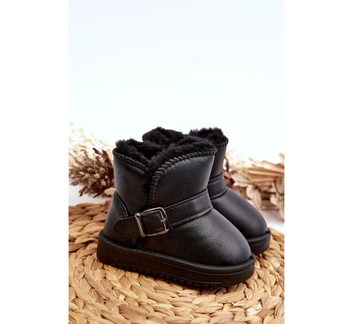 Dětské ekologické kožené sněhule s popruhem černé model 21645800 - Boto
