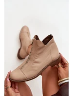 Kožené Boty Na Zip Béžové Zazoo 2785/079 Kožené Boty Na Zip Béžové Zazoo 2785/079