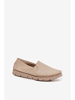 Dámské nazouvací kožené polobotky model 22100741 Béžové - Maciejka Dámské nazouvací kožené polobotky model 22100741 Béžové - Maciejka