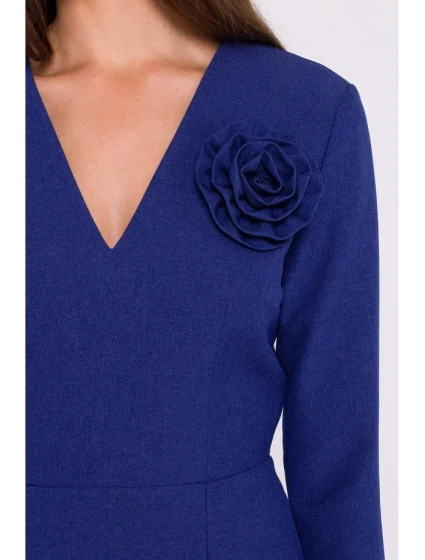 model 20503008 Květinové tužkové šaty modré - STYLOVE