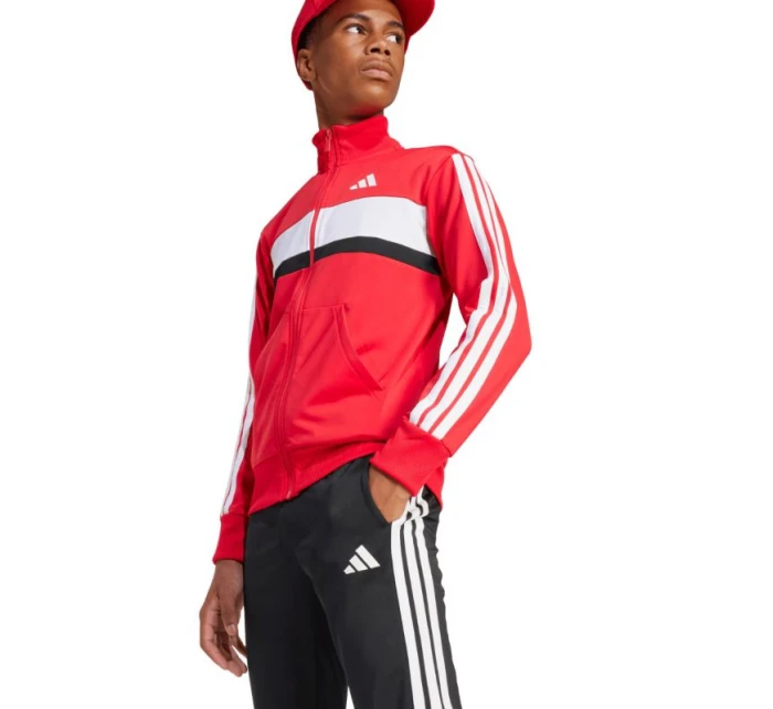 Dětská tepláková souprava adidas Seasonal Essentials Tiberio 3-Stripes Tricot červená/černá JI6214 Dětská tepláková souprava adidas Seasonal Essentials Tiberio 3-Stripes Tricot červená/černá JI6214