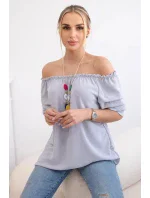 Španělská halenka s ozdobnými rukávy šedý Španělská halenka s ozdobnými rukávy šedý