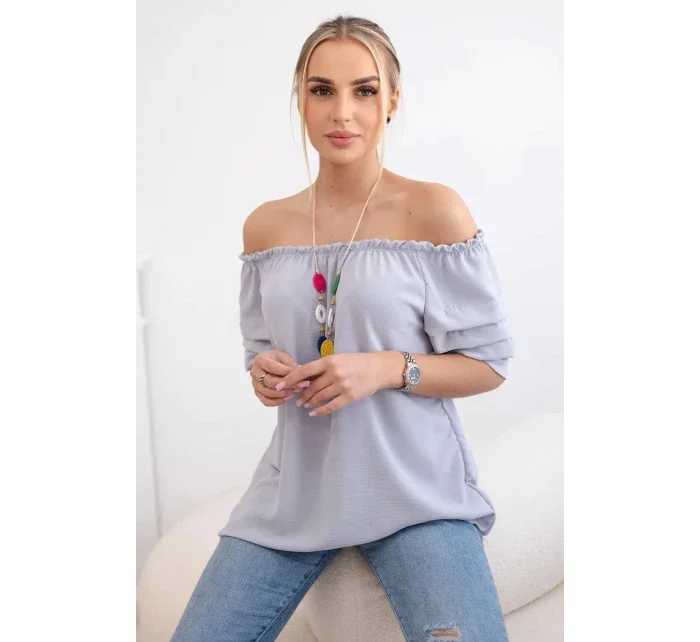 Španělská halenka s ozdobnými rukávy šedý Španělská halenka s ozdobnými rukávy šedý