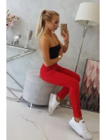 Kalhoty v barvě džínové červené