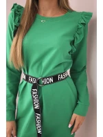 Dámské šaty s volány a páskem zelená Dámské šaty s volány a páskem zelená