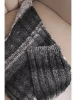 Dámský vlněný šátek měkký a teplý v barevných pruzích KN19 grafitový