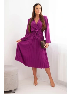 Šaty vázané s model 21924459 spodkem tmavě fialová - K-Fashion