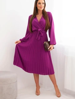 Šaty vázané s model 21924459 spodkem tmavě fialová - K-Fashion