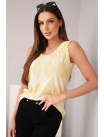 Dámská viskózová blůza s a volánkem výstřihu žlutá model 21954928 - K-Fashion