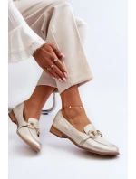 Dámské kožené mokasíny s ozdobou Zazoo 2880 Zlaté