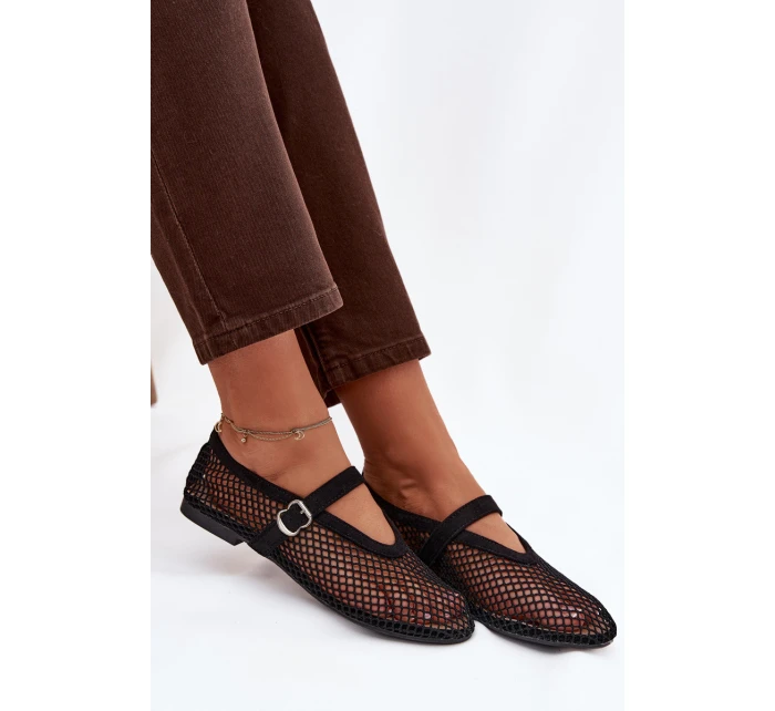 Síťované baleríny s páskem černé model 21919090 - Boto