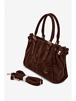 Kožená kabelka z ekologického semiše čokoládová Vessia