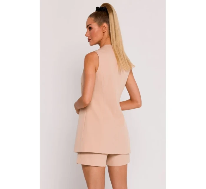 M776 Blejzr bez rukávů s jedním knoflíkem - béžový M776 Blejzr bez rukávů s jedním knoflíkem - béžový