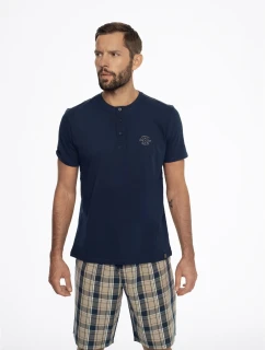 Ethos pyžamo 41294-59X Námořnická modrá a béžová - Henderson