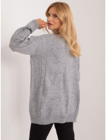 Šedý pletený svetr s prolamovanými srdíčky