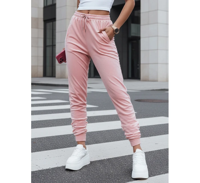 Dámské velurové růžové tepláky FashionStreet UY2837