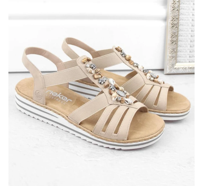 Pohodlné sandály Rieker W RKR680 beige Pohodlné sandály Rieker W RKR680 beige