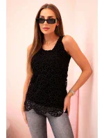 Dámská halenka s krajkou bez rukávů černý