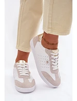 Dámské tenisky z pravé kůže LR61-7091 Bílé Dámské tenisky z pravé kůže LR61-7091 Bílé