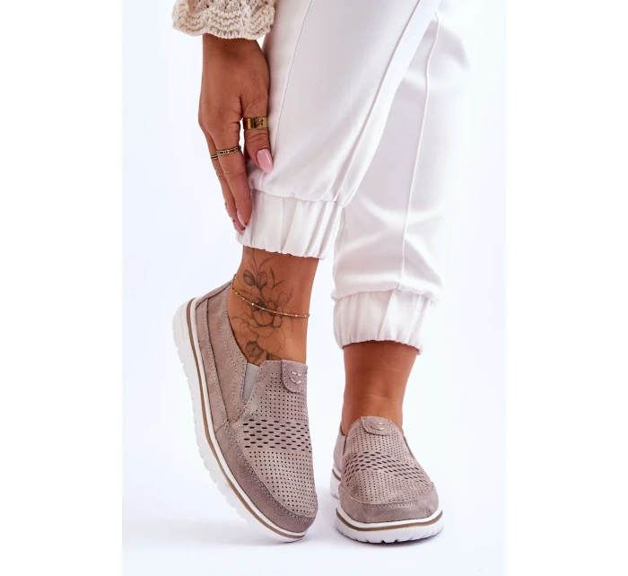 Semišové nazouvací boty Béžovo-zlatá Inez